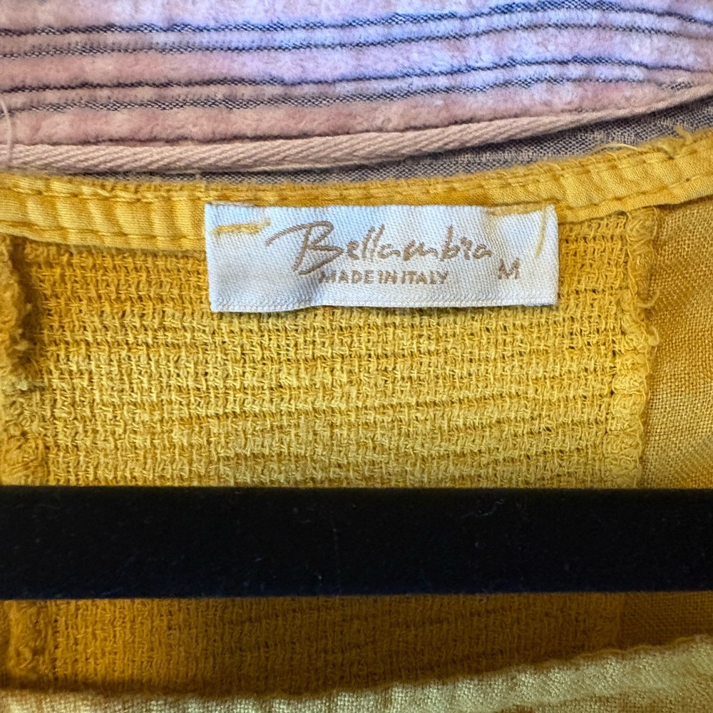 Bellissimo Mustard Short Sleeve Linen Tee - Picture 2 of 3